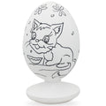 Cat and Dog Wooden Unfinished Easter Egg in White color Oval
