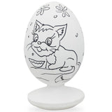 Cat and Dog Wooden Unfinished Easter Egg in White color Oval