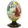 Wood Jesus the Good Shepherd Wooden Easter Egg Figurine 4.75 Inches in Multi color Oval