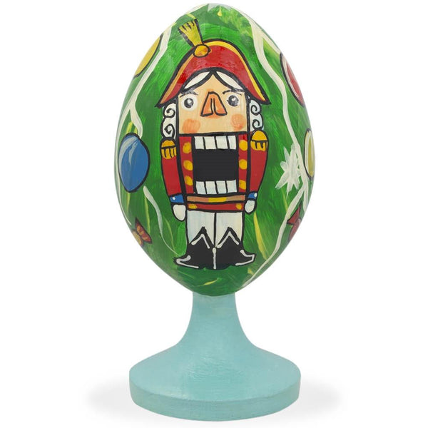Standing Nutcracker Wooden Egg Figurine in Multi color, Oval shape