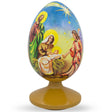 Nativity Scene with Angel Wooden Egg Figurine 4.75 Inches in Multi color, Oval shape