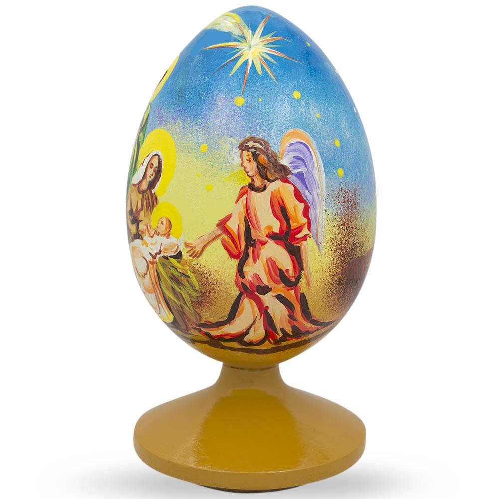 Nativity Scene with Angel Wooden Egg Figurine 4.75 InchesUkraine , dimensions in inches: 4.75 x  x