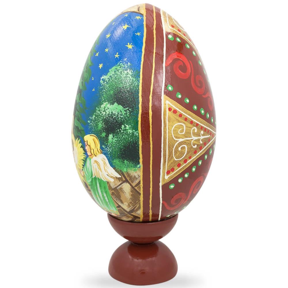 Virgin Mary in Mangle Nativity Scene Wooden Egg Figurine 7.25 InchesUkraine , dimensions in inches: 7.25 x  x