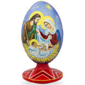 Virgin Mary, Joseph and Baby Jesus Wooden Egg Nativity Figurine 4.75 Inches in Multi color Oval
