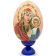 Wood Virgin Mary and Jesus Icon Wooden Easter Egg Figurine 7.25 Inches in Multi color Oval
