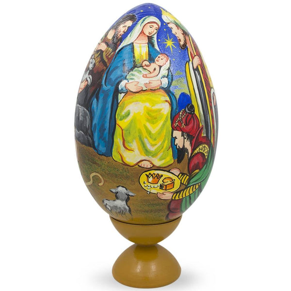 Nativity Scene with Wisemen Wooden Egg Figurine 7.25 Inches by BestPysanky