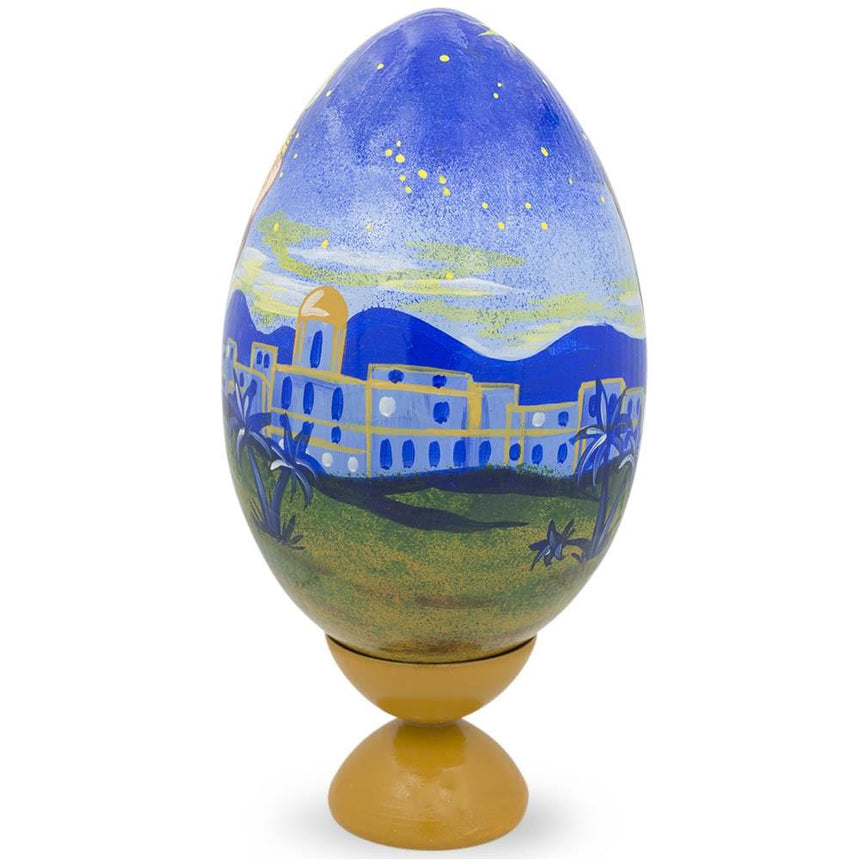 Nativity Scene with Wisemen Wooden Egg Figurine 7.25 InchesUkraine , dimensions in inches: 7.25 x  x