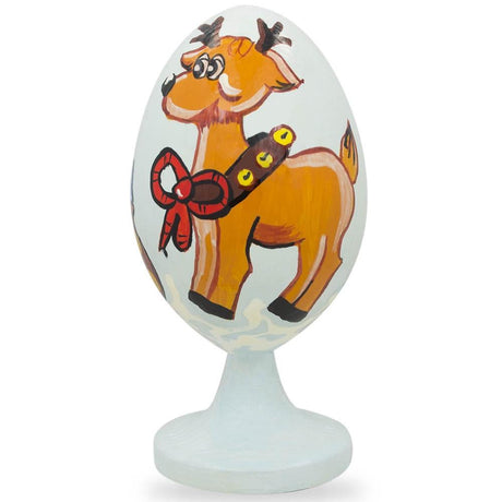 Reindeer Wooden Figurine in Multi color, Oval shape