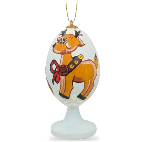 Reindeer Christmas Gifts Wooden Christmas Ornament in Orange color, Oval shape