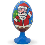 Santa Carrying Christmas Tree Wooden Figurine in Multi color Oval