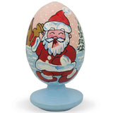 Santa and Dog by Christmas Tree Wooden Figurine in Multi color Oval