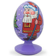 Santa with Snowman by Christmas Tree Wooden Figurine in Multi color Oval