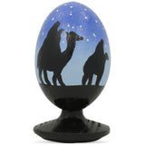 Wise Men Walking Under Star of Bethlehem Nativity Wooden Figurine in Multi color Oval