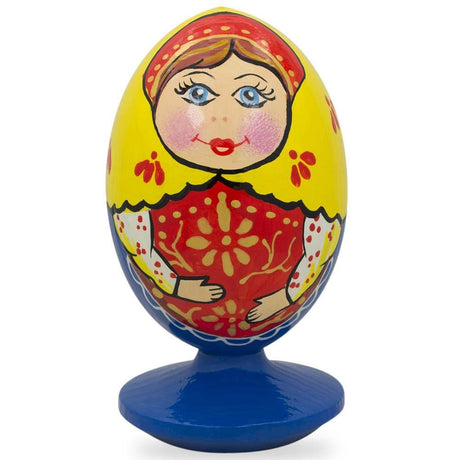 Doll in Traditional Cloth Wooden Figurine in Multi color, Oval shape