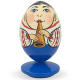 Ukrainian Boy in Embroidered Shirt Wooden Figurine in Multi color Oval
