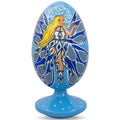 Blonde Ice Fairy Angel Wooden Figurine 4.75 Inches in Blue color Oval
