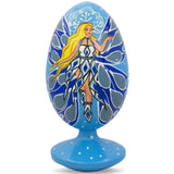 Blonde Ice Fairy Angel Wooden Figurine 4.75 Inches in Blue color Oval