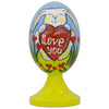 Wood Bunny with "I Love You" Valentine Heart Wooden Figurine in Multi color Oval