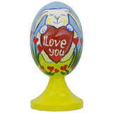 Bunny with "I Love You" Valentine Heart Wooden Figurine in Multi color Oval