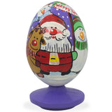 Santa, Snowman and Reindeer Friends Christmas Wooden Figurine in Multi color Oval