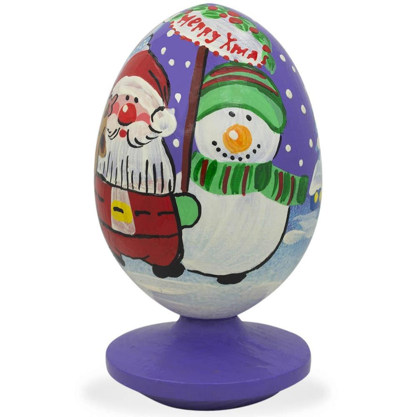 Santa, Snowman and Reindeer Friends Christmas Wooden FigurineUkraine , dimensions in inches: 3.5 x  x