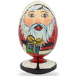 Santa Claus with Christmas Gift Wooden Figurine in Red color Oval