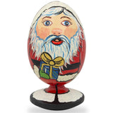 Santa Claus with Christmas Gift Wooden Figurine in Red color Oval