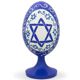 Wood Star of David Jewish Wooden Figurine 4.7 Inches in Blue color Oval