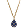 20-Inch Royal Blue Snowflake Egg: Enamel Pendant Necklace in Blue color Oval
