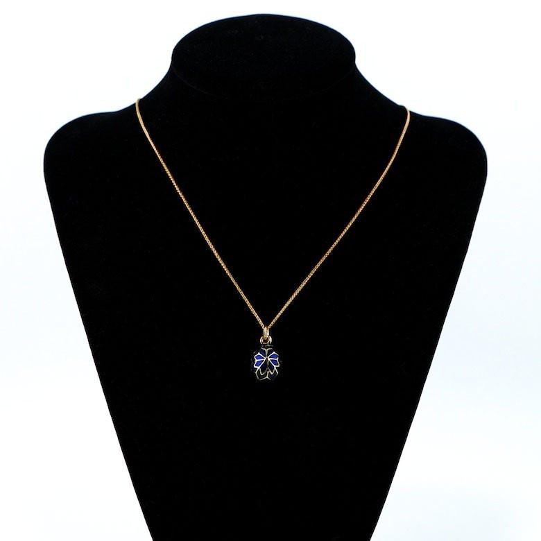 20-Inch Royal Blue Snowflake Egg: Enamel Pendant Necklace ,dimensions in inches: 0.9 x 0.6 x 0.6