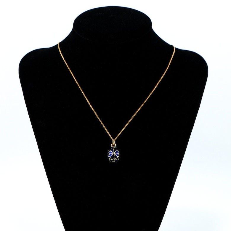 20-Inch Royal Blue Snowflake Egg: Enamel Pendant Necklace , dimensions in inches: 20 x 0.9 x 0.6