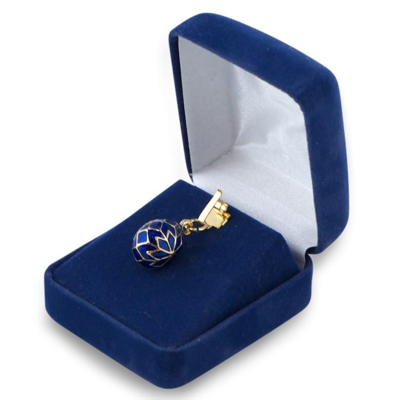 20-Inch Royal Blue Snowflake Egg: Enamel Pendant Necklace
