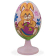 Bunny Decorating Easter Egg Wooden Figurine in Multi color Oval