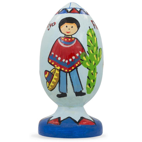 Mexico Cinco de Mayo Celebration Mexican Wooden Figurine in Multi color, Oval shape