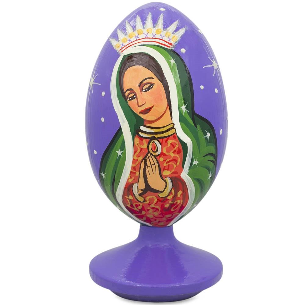 Wood Our Lady of Guadalupe Mexican Catholic Wooden Figurine 4.75 Inches in Multi color Oval
