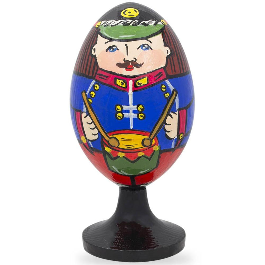 Soldier with Drum Wooden Figurine in Multi color Oval