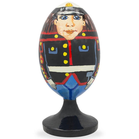 US Marine Soldier Wooden Figurine in Multi color Oval