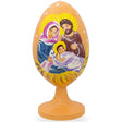 Jesus, Mary and Joseph Nativity Scene Wooden Easter Egg Figurine in Multi color, Oval shape