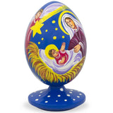 Bethlehem Star and Angel Overlooking Jesus Wooden Figurine in Multi color Oval