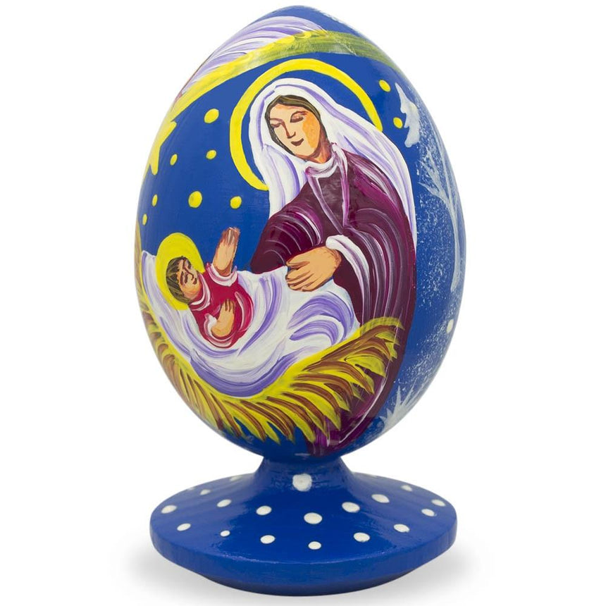 Bethlehem Star and Angel Overlooking Jesus Wooden FigurineUkraine , dimensions in inches: 3.5 x  x