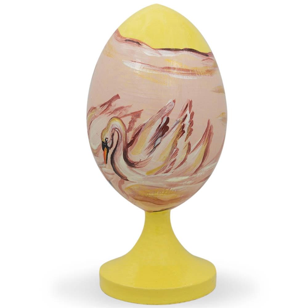 Swans in Love Wedding Wooden Figurine in Multi color Oval