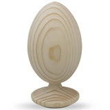 Unfinished Wooden Egg on Attached Stand 4.75 Inches Tall in Beige color, Oval shape