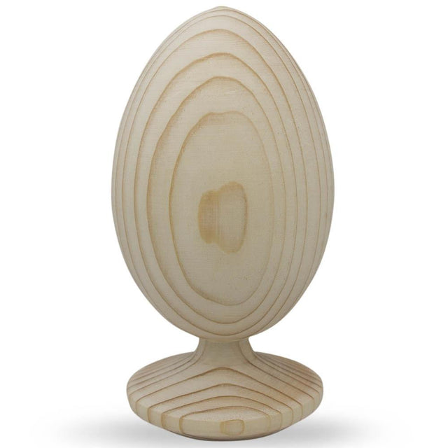 Unfinished Wooden Egg on Attached Stand 4.75 Inches Tall in  color Oval