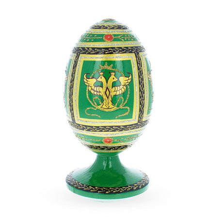 1912 Napoleonic Imperial Wooden Easter Egg in Green color, Oval shape
