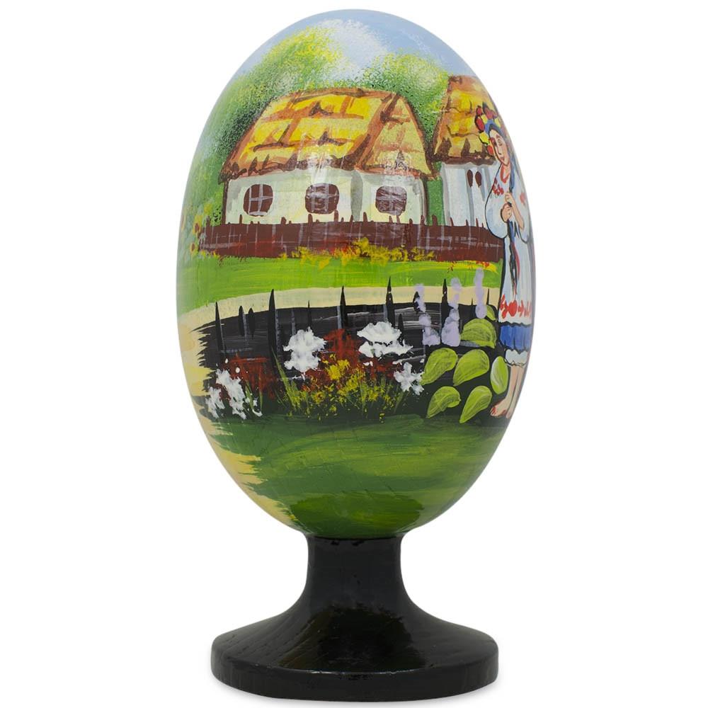 Ukrainian Couple in the Village Wooden Easter Egg Figurine 4.75 InchesUkraine , dimensions in inches: 4.75 x  x
