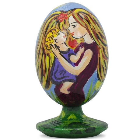 Mother's Never Ending Love Wooden Figurine in Multi color, Oval shape