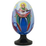Blessed Virgin Mary Icon Wooden Easter Egg Figurine 4.75 Inches in Multi color, Oval shape