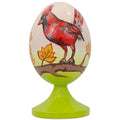 Red Cardinal Bird on Autumn Branch Wooden Figurine in Multi color Oval