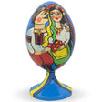 Couple Celebrating Ukrainian Independence Day Wooden Figurine in Multi color, Oval shape