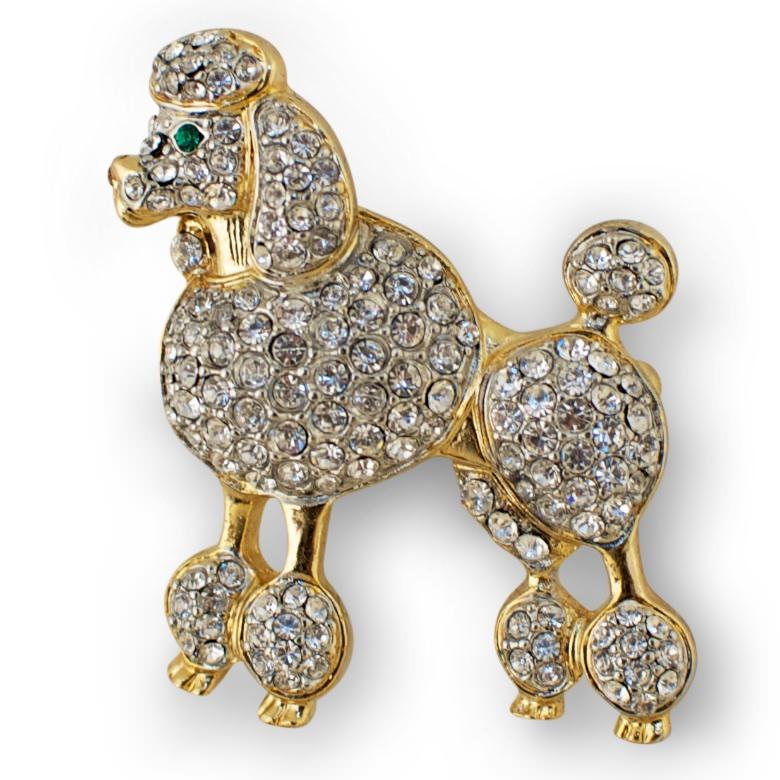 Crystal Poodle Brooch Rhinestone Dog Pin in Multi color